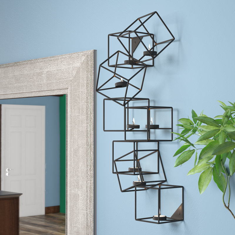 Orren Ellis Architectural Cubic Wall Metal Tealight Holder & Reviews